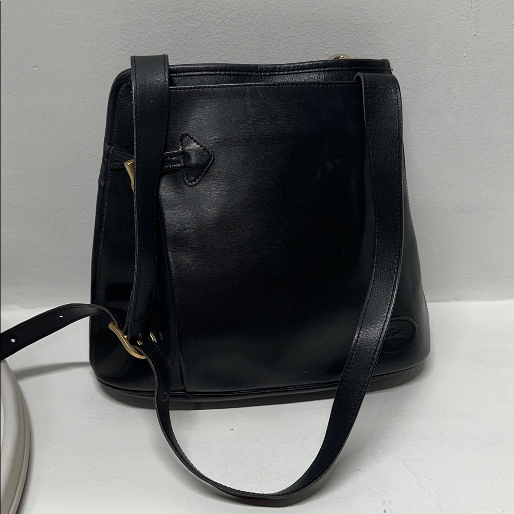Longchamp Roseau Purse Leather Messenger Shoulder Bag Black Gold Vintage - Picture 11 of 15